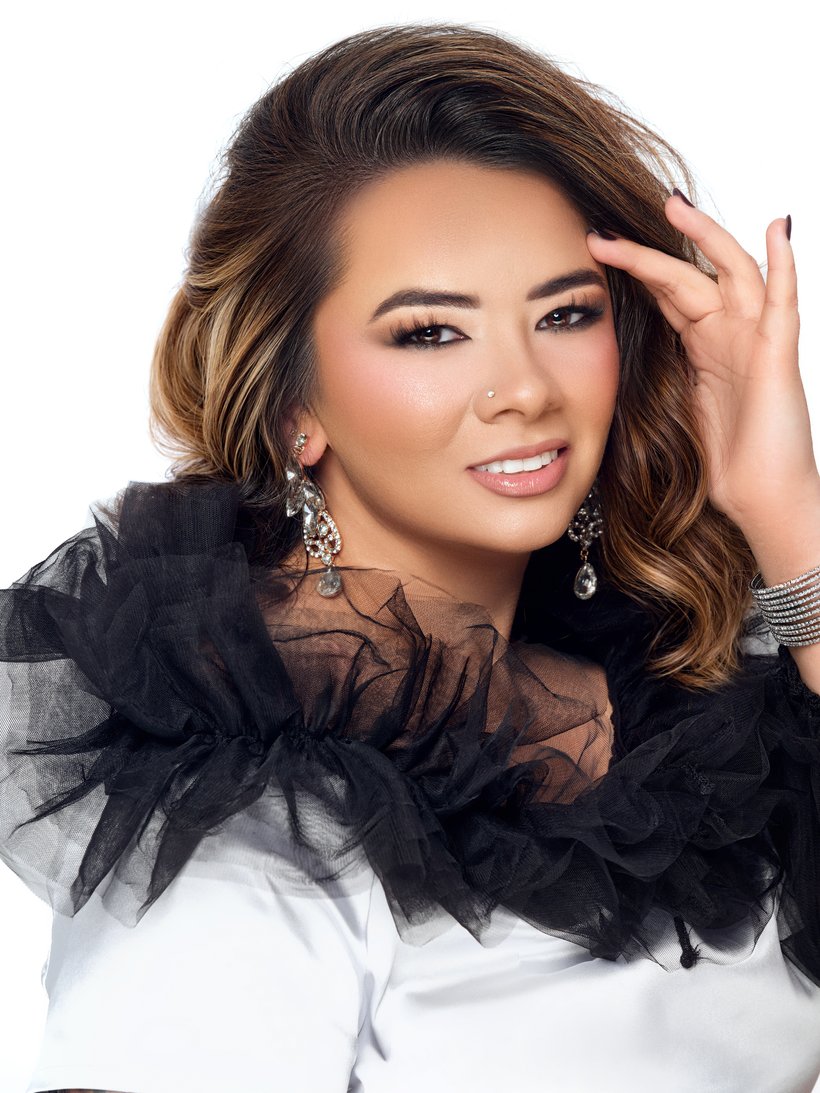 Competition-finish pageant headshot by Cook Studio