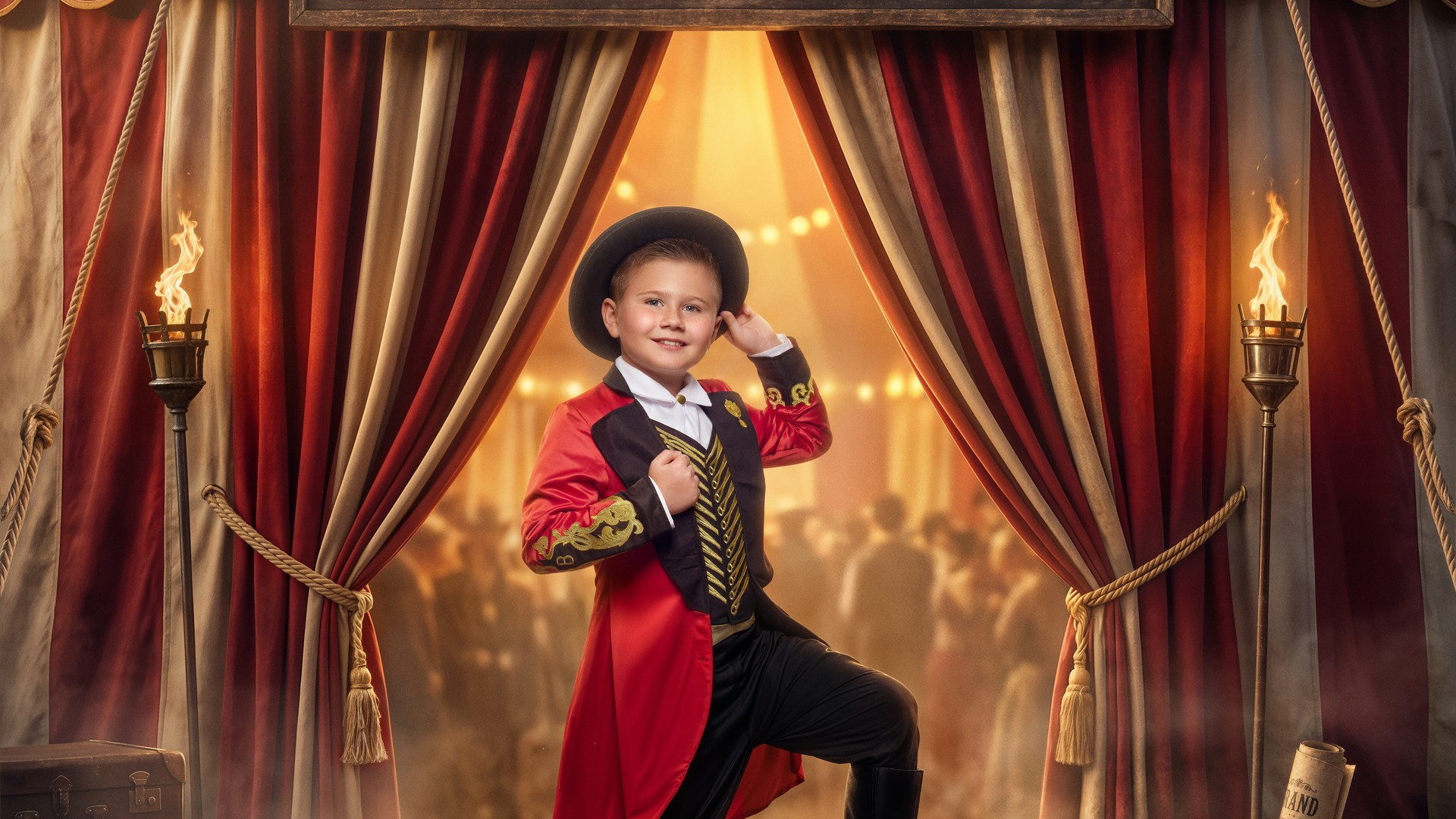Themed portrait on a circus stage set